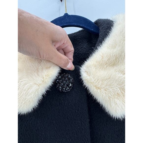 Vintage I. Imagnin & Co swing coat size XS wool mink 3 quart sleeves opera coat - Picture 5 of 9